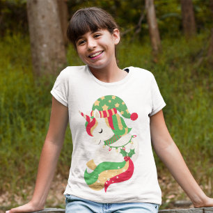 Magical Christmas Unicorn Cute Girly Tri-Blend Shirt