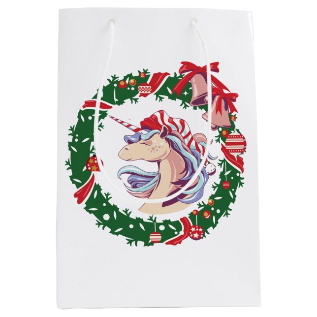 Magical Christmas Unicorn        Medium Gift Bag (Front)