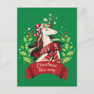 Magical Christmas Unicorn Postcard