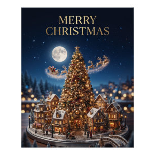 Magical Christmas Village Diorama Greeting Design Poster