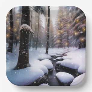 Magical Christmas Woodland Paper Plate