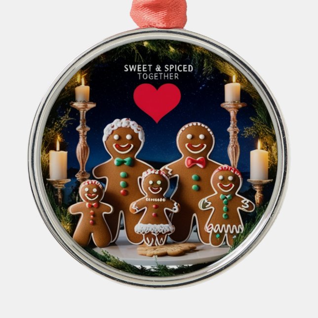 Magical Cinematic Gingerbread Family Wreath  Metal Tree Decoration (Front)
