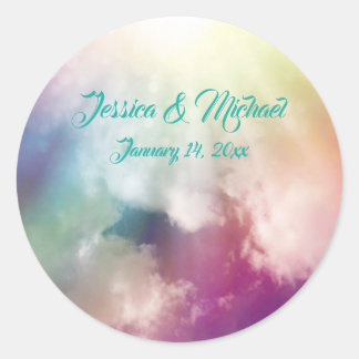 Magical Clouds Heavenly Cloudscape Wedding Classic Round Sticker