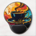 Magical Coffee Gel Mouse Mat<br><div class="desc">A cup of coffee with colourful steam rising,  amid swirls of tan,  orange,  and blue in the background.</div>