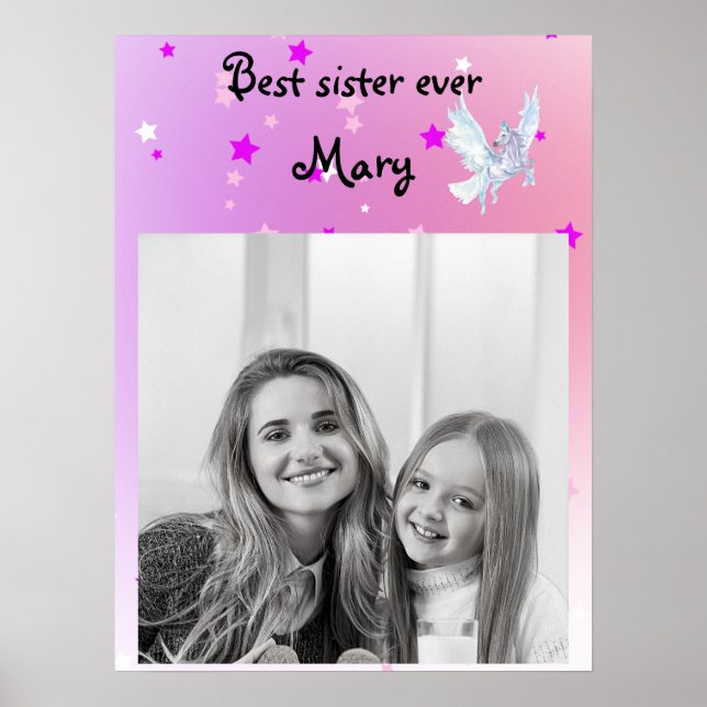 Magical color start white unicorn poster (Front)