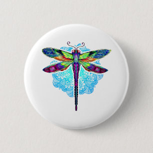 Magical Colorful Dragonfly Mandala    6 Cm Round Badge