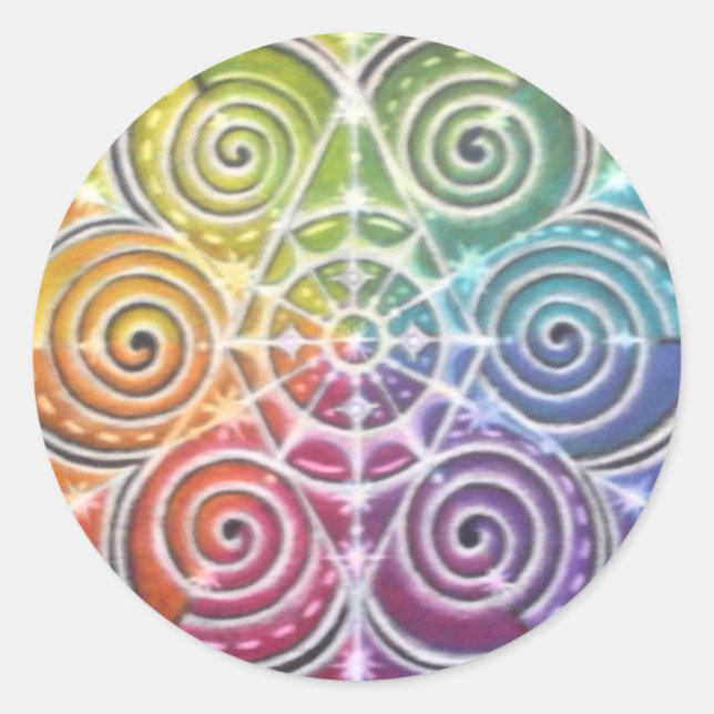 Magical Colour Wheel Mandala Classic Round Sticker (Front)