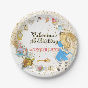 Magical Colourful Alice's Wonderland Birthday Paper Plate