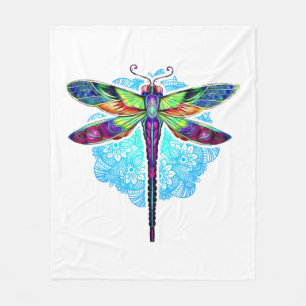 Magical Colourful Dragonfly Mandala Fleece Blanket