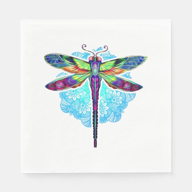 Magical Colourful Dragonfly Mandala    Napkin (Front)