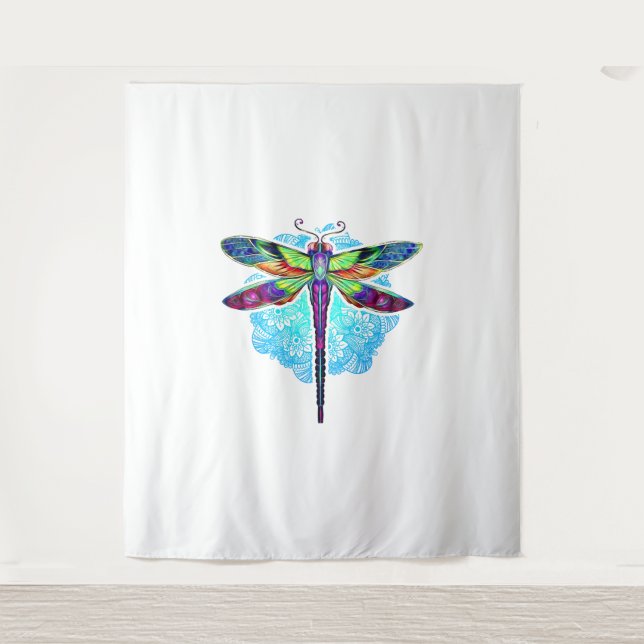 Magical Colourful Dragonfly Mandala    Tapestry (Front)