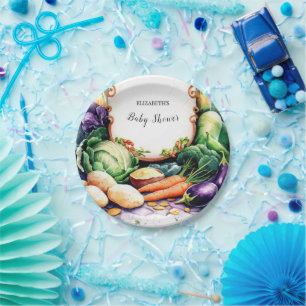 Magical Colourful Farmer's Market Baby Shower Paper Plate