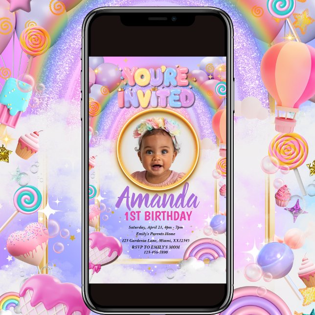 Magical Colourful Rainbow Kids Birthday Invitation (Creator Uploaded)