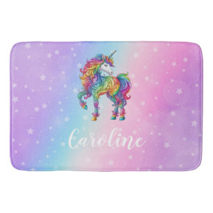 Magical colourful unicorn  bath mat