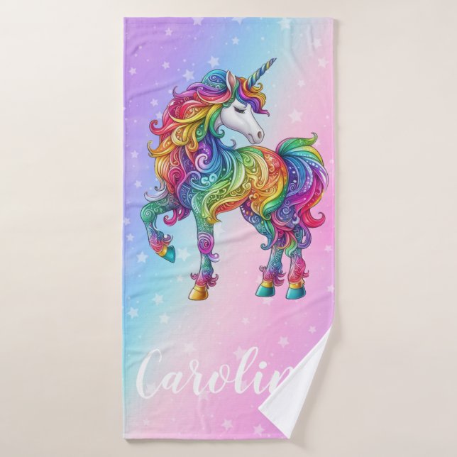 Magical colourful unicorn  bath towel (Bath Towel)