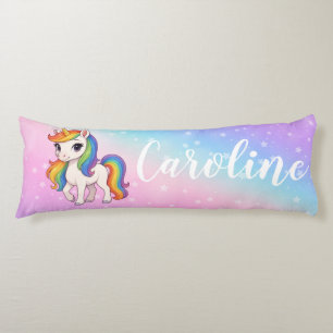 Magical colourful unicorn body cushion