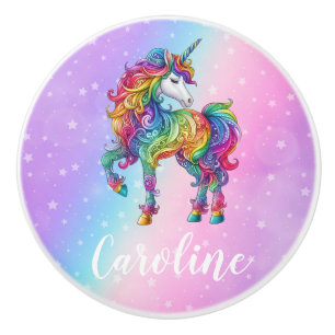 Magical colourful unicorn ceramic knob