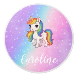 Magical colourful unicorn ceramic knob
