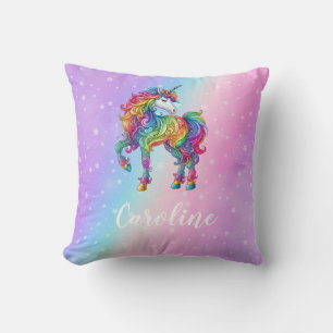 Magical colourful unicorn cushion