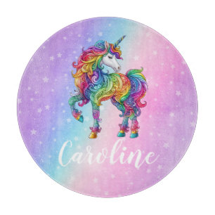 Magical colourful unicorn cutting board