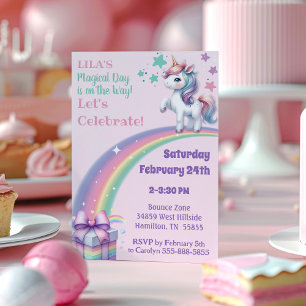 Magical Colourful Unicorn Girly Birthday Invitation