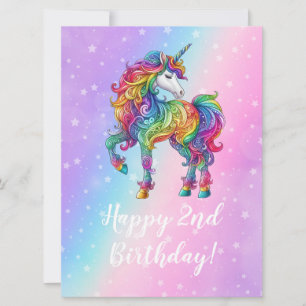 Magical colourful unicorn holiday card