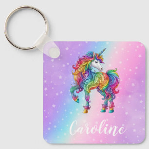 Magical colourful unicorn key ring