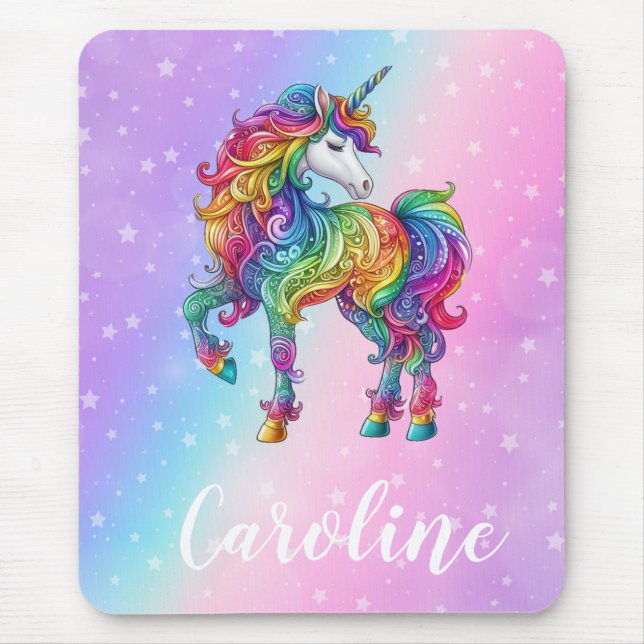 Magical colourful unicorn  mouse mat (Front)