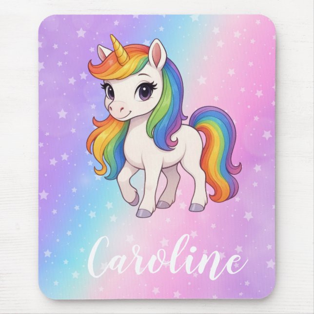Magical colourful unicorn  mouse mat (Front)
