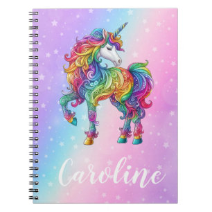 Magical colourful unicorn notebook