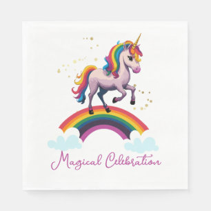 Magical Colourful Unicorn Rainbow Birthday Napkin