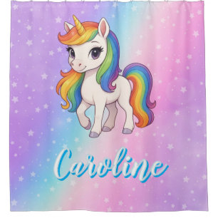 Magical colourful unicorn  shower curtain