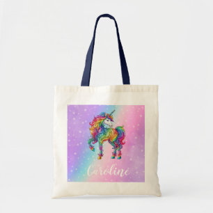 Magical colourful unicorn  tote bag