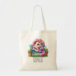 Magical colourful Unicorn Trendy Name Girly Gift Tote Bag