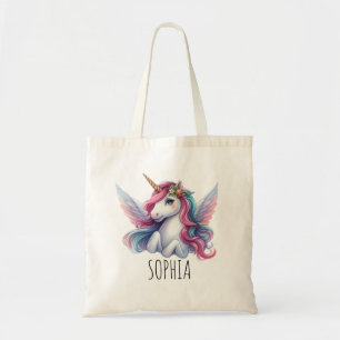 Magical colourful Unicorn Trendy Name Girly Gift Tote Bag