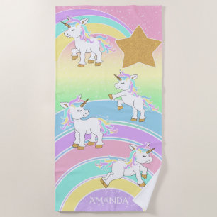 Magical Colourful Unicorns 🦄 Beach Towel