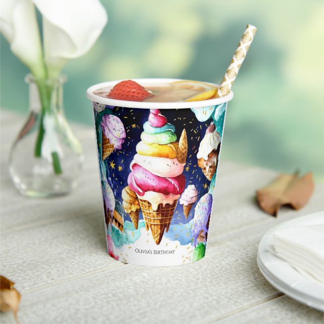 Magical Cone Ice Cream Birthday Paper Cups (Insitu)