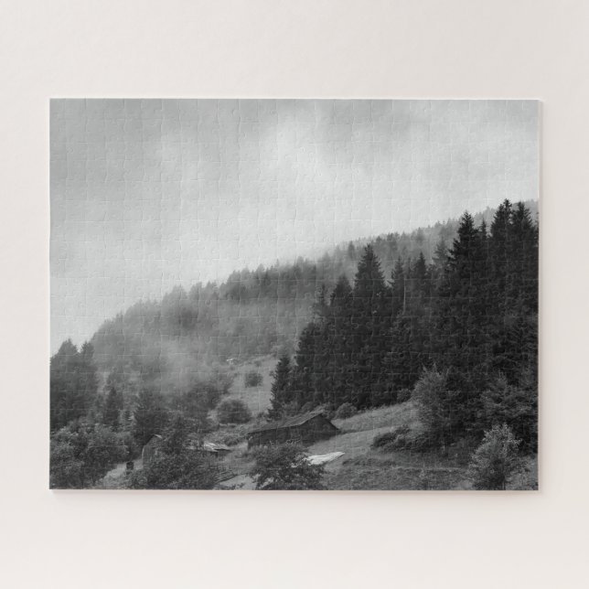 Magical, cool nature in fog jigsaw puzzle (Horizontal)