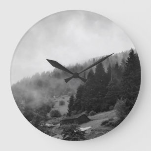 Magical, cool nature in fog large clock