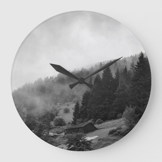 Magical, cool nature in fog large clock (Front)