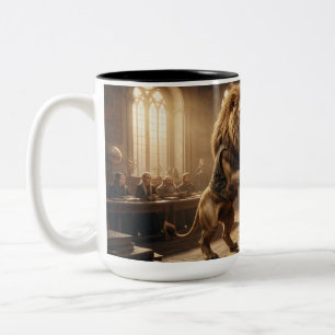 Magical Creature Flower Gift – Lion Rhino Fantasy Two-Tone Coffee Mug