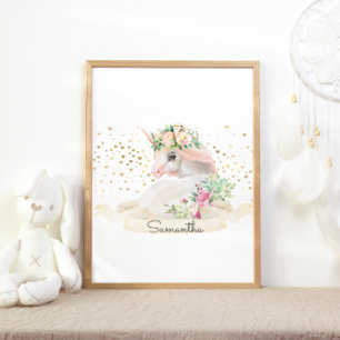 Magical Creature Princess Unicorn Girl Nursery Poster
