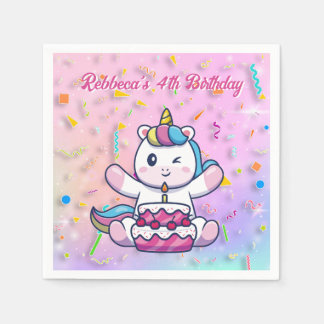 Magical Creature Unicorn Pink Birthday Napkin