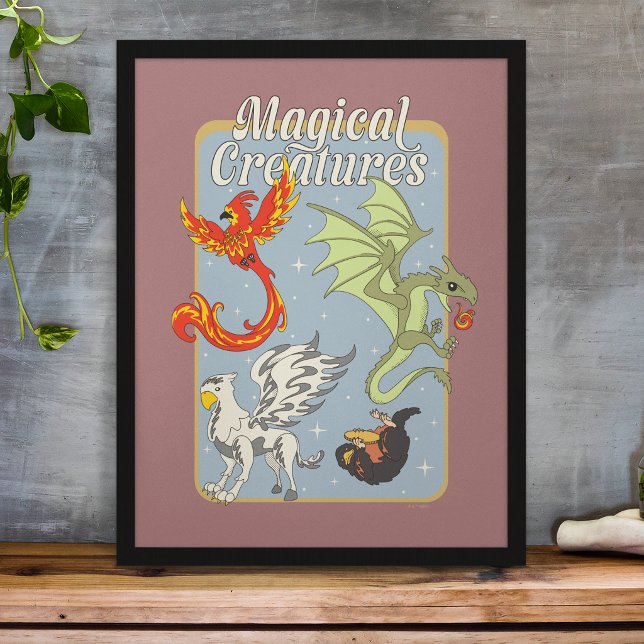 Magical Creatures Vintage Graphic Poster (Poster in frame)