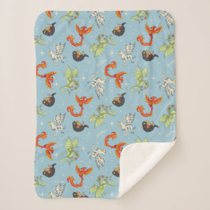 Magical Creatures Vintage Pattern Sherpa Blanket