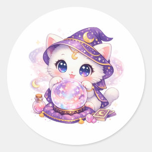 Magical Crystal Ball Cat Classic Round Sticker