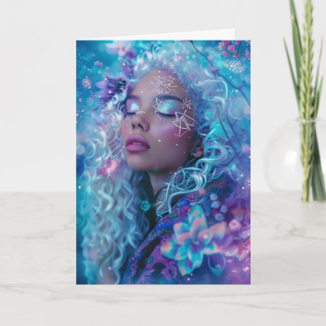 *~* Magical Curly Hair Woman Spiritual SC4 BLANK Thank You Card (Front)