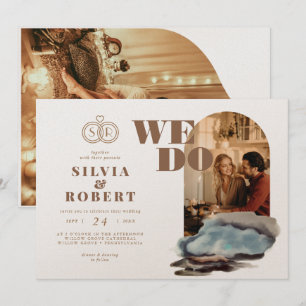 Magical Curved 2 Photos Artistic Landscape Wedding Invitation