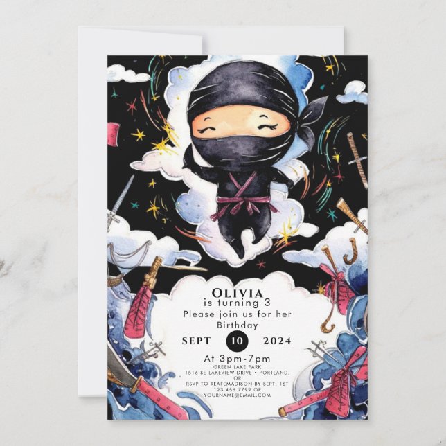 Magical Custom Ninja Birthday Invitation (Front)