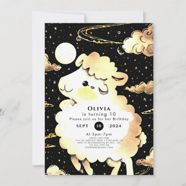 Magical Custom Sheep Birthday Invitation (Front)